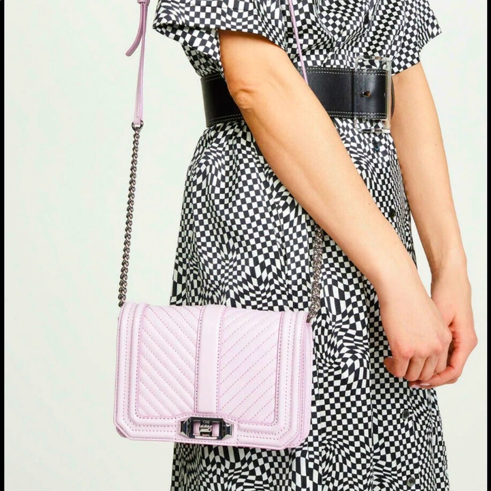 Rebecca Minkoff Chevron Quilted Small Crossbody Handbag (Light Orchid) New